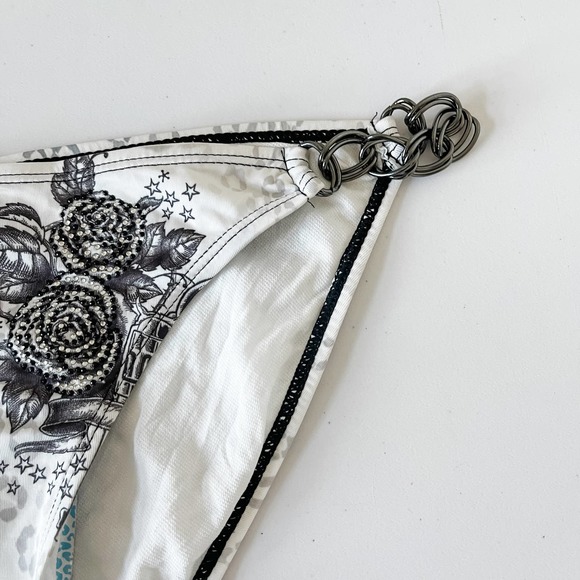 Sinful by Affliction Guns & Roses Embellished Bikini Bottom White Black Large - Picture 6 of 9